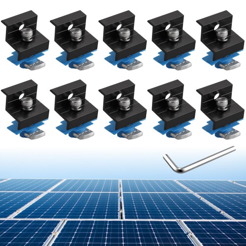 Anbte 10pcs Solar Panel End Clamp for Standard Unistrut, Aluminum