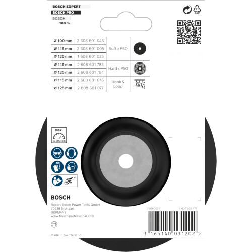 Bosch Bosch 1x PRO Backing Pad for Small Angle Grinders, M14, Soft (Ø 115 2