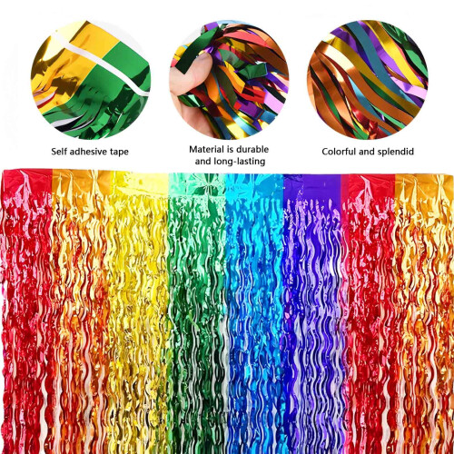 Ycfish Rainbow Party Decorations, Wavy Rainbow Table Skirts, 29 x108 2
