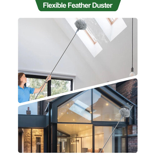 Fogray Extendable Feather Duster with Long Telescopic Pole & Cobweb Brush 2