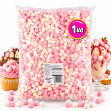 Sweetzone Mini Marshmallows 1kg, Pink & White Mallows for Hot Chocolate