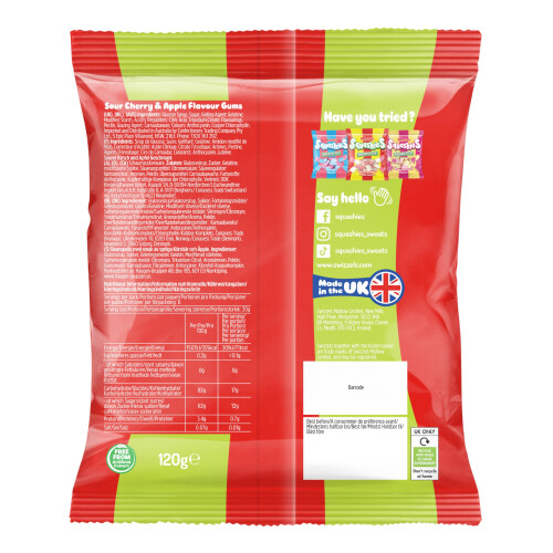 Swizzels Squashies Sour Apple and Cherry Flavour Sweets - Single Pack 120g 1