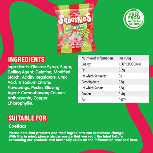 Swizzels Squashies Sour Apple and Cherry Flavour Sweets - Single Pack 120g 2