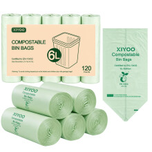 XIYOO Compostable Caddy Liners 6L Food Waste Bags 120 Counts Biodegradable Trash Bags Green Garbage Bags Kitchen Recycling Bags