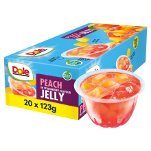 DOLE Peach in Strawberry Jelly, 20 Pots, Jelly with Real Fruit Pieces