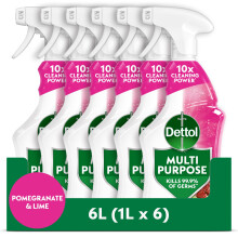Dettol Multipurpose Spray, Pomegranate and Lime Disinfectant (6 x 1L) 6L