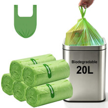 Biodegradable Compostable Bin Liners 20L Tie Handle, 100PCS Food Waste Bags