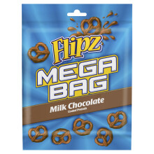 Flipz Milk Chocolate Coated Pretzel Snacks Mega Bag, 150 g (Pack of 1)