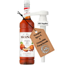 Premium Pumpkin Spice Coffee Syrup 1L | Pumpkin Spice Syrup for Coffee and Cocktails + Monin compatible Pump | Pumpkin spice latte & ice latte Syrup