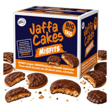 Jaffa Cakes Misfits 1kg Box – Chocolate Orange Biscuit Pieces, Broken & Wonky Jaffa Cakes, Bulk Sharing Box, Great Value Snack Treats, Tea Time Bisc