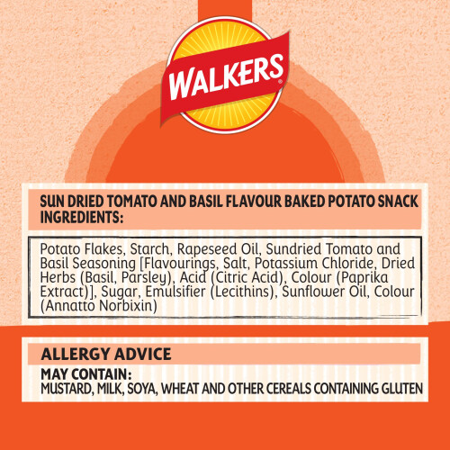 Walkers Walkers Oven Baked Crisps Tomato & Basil Snacks 150g 2