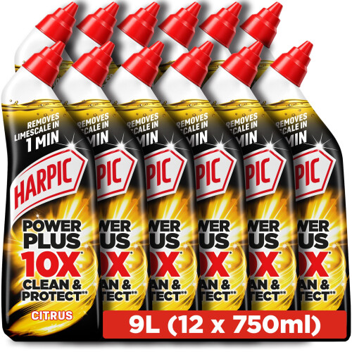 Harpic Power Plus Toilet Cleaning Gel, Citrus (12 x 750ml) 9L on OnBuy