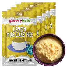 Groovy Keto Mug Cake Mix | Low Carb | Keto Friendly | Sugar Free | Only 2g - 3.5g Net Carbs Per Sachet | Diabetic Friendly (5 Pack, Lemon)