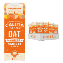 Califia Farms Pumpkin Spice Barista Blend Oat Drink - Real Pumpkin Puree With Warming Nutmeg, Ginger & Cinnamon - Dairy Free, Lactose Free & Vegan (6