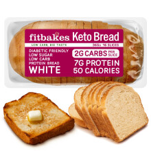 Fit Bakes White Keto Bread, 7g Protein, 2g Carbs Bread Toast, 16 Slice Loaf