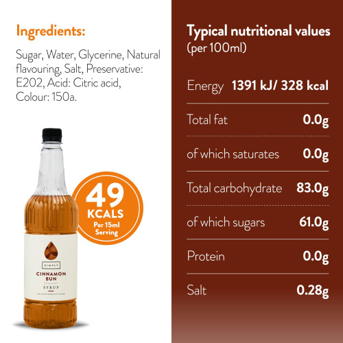 SIMPLY Cinnamon Bun Syrup (1 Litre) 1