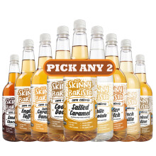 Skinny Barista Zero Calorie Syrup | Pick Any 2 x 1L | Sugar Free, Fat Free, Vegan | Choose from Salted Caramel, Cookie Dough, Vanilla, White Chocolat
