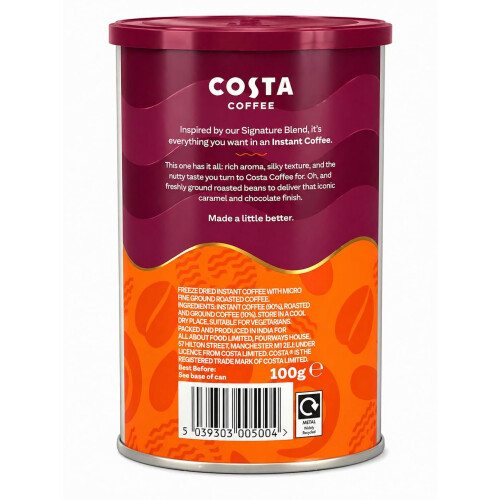 Costa Coffee Costa Instant Smooth Medium Roast Coffee, 100g 2