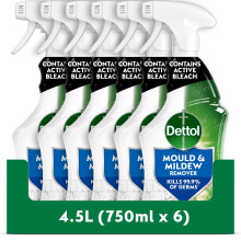 Dettol Mould & Mildew Remover Spray, Contains Bleach (6 x 750ml) 4.5L