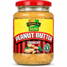 Tropical Sun Crunchy Peanut Butter, 340g (Pack of 1) | Vegan, Crunchy Peanut Spread with Protein, Ideal for Toast, Smoothies, Snacks | No Artificial