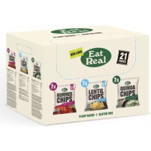 Eat Real Crisps Vegan & Healthy Snacks Variety Box - (Pack of 21 Mix of Quinoa, Lentil & Hummus Chips)