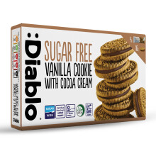 Diablo Sugar Free Vanilla Sandwich Cookies with Cocoa Cream - 176g, Pack 1