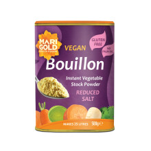 Marigold Reduced Salt Vegetable Bouillon Powder, 500g – Instant Vegan Stock Powder, 37% Less Salt, Natural Ingredients, Gluten-Free – Perfect for