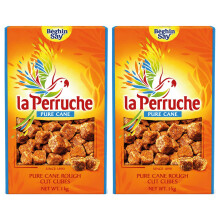 La Perruche Brown Sugar Cubes 1kg x 2 | Premium Brown Cane Sugar Cubes | Rough Cut Sugar Cubes for Tea, Coffee, Baking, Desserts & Table Serving | 2k