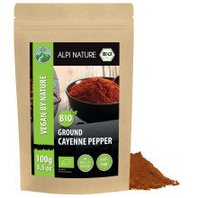 Alpi Nature Organic Cayenne Pepper Powder 100g 3.5 oz, Ground Cayenne Chilli Pepper, Hot Chilli Powder