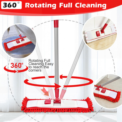 Masthome Microfibre Mop, Flat Mops with 4 Washable Pads, Adjustable Handle 2