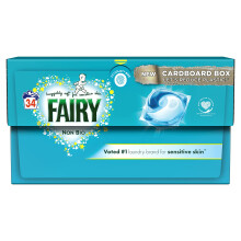 Fairy Non Bio Pods Washing Liquid Laundry Detergent Tablets and Capsules 34 Washes, Huggably Soft For Sensitive Skin