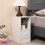 Narrow Bedside Table with Drawer, Open Storage & Cabinet, Small Space Side End Table 16