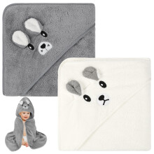 Aolso Hooded Baby Towel,2 PCs Baby Bath Towels with Hood,80x80cm Soft and Absorbent Hooded Towels for Kids Newborn and Infant,Baby Shower Gifts(White