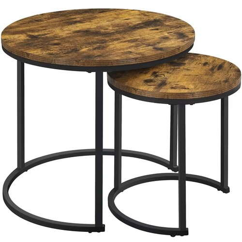 Nesting Coffee Tables Set of 2 Round Stacking Sofa Side Tables for Living Room 2