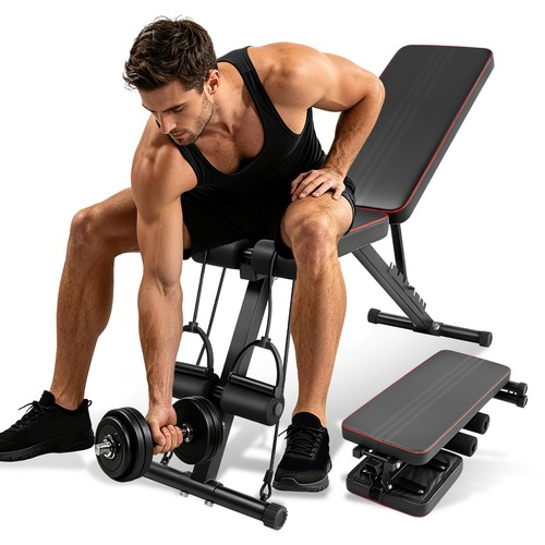 Adjustable Weight Bench with Leg 400LB/200KG Capacity Foldable Multi-Angle 1
