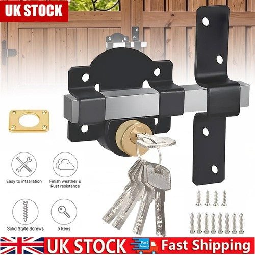 70mm Heavy Duty Gate Lock - Double Sided Long Bolt & 5 Keys for Garden Security