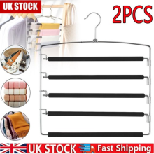 2PCS Trouser Hanger Clothes Hanger Multiple Levels Space Saving Non-Slip Swivel