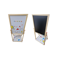 2 in 1 Wooden Art Easel Board Adjustable Height Whiteboard & Blackboard Gift