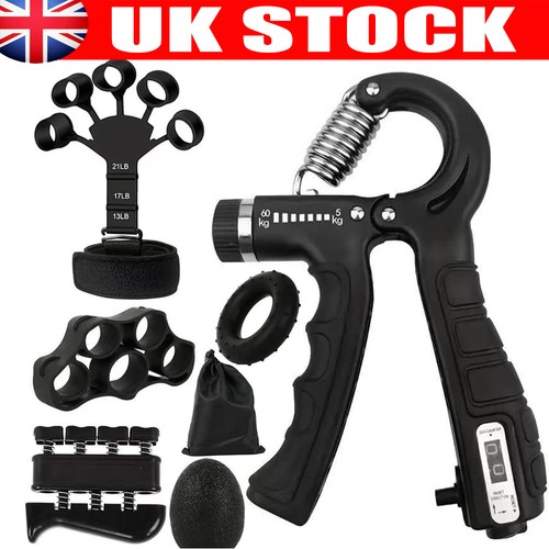 Hand Grip Strengthener Set Adjustable 5-60kg Finger Exerciser Forearm Trainer