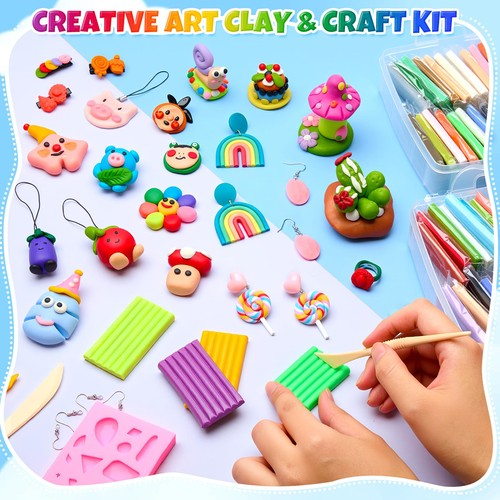 54 Pcs Polymer Clay Set Modeling Clay Kit DIY Clay Kit Creative Safe Non-toxic 2