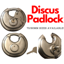 Extra Strength Discus Padlock Round 70/90mm Heavy Duty Stainless Steel !