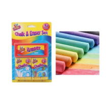 Chalk and Eraser Set 12 Colour & 12 White Chalks Drawing Art Kids Craft New