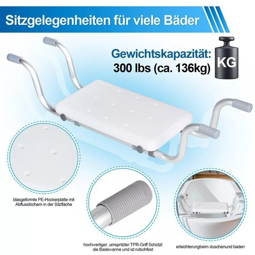Bath Bench Bathtub Stool Support Tray Shower Chair Pad for Disabled Elderly 1