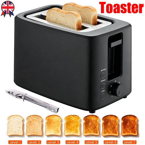 2 Slice Extra Wide Slot with 7 Variable Browning Defrost Reheat Black Toaster