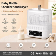 (White, European standard 220V) 4-in-1 Baby Bottle Warmer Large Capacity Sterilizer Dryer Multifunctional Infant Milk Warmer