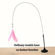 (Pink Normal) Cat Teaser Toy - Interactive Bell & Feather Wand - Long Suction Cup Pole for Exciting Playtime Adventures - Ultimate Cat Toy
