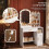 Dressing Table with Oval Mirror, Dressing Table with LED Lights, Adjustable Brightness 5