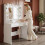Dressing Table with Mirror and Light, 2 Drawers Vanity Desk, White 7