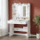 Dressing Table with Mirror and Light, 2 Drawers Vanity Desk, White 8