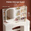 Dressing Table with Mirror, Adjustable LED Lighting, Power Strip 6
